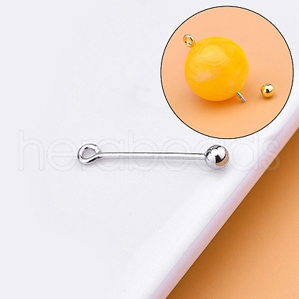 Anti-Tarnish Rhodium Plated 925 Sterling Silver Screw On Eye Ball Pins STER-L044-02A-P-1