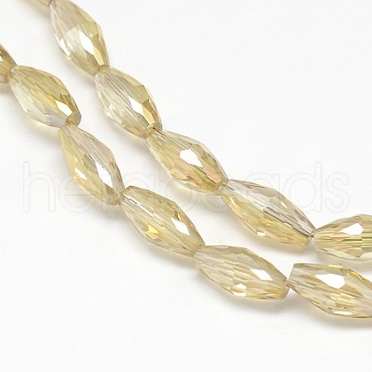 Electroplate Crystal Glass Rice Beads Strands X-EGLA-F042-A08-1