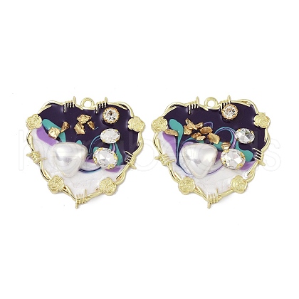 Rack Plating Alloy Enamel Pendants FIND-I038-16B-1