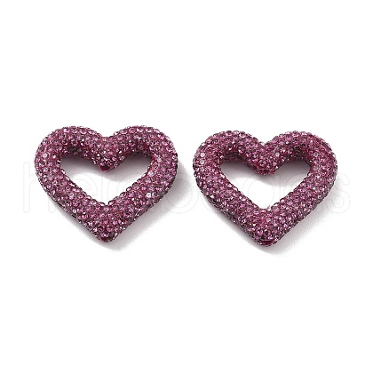 Heart Shape Polymer Clay Rhinestone Beads CLAY-NH0001-09B-10-1