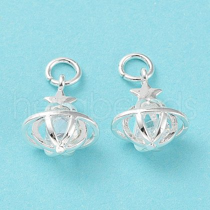 Rack Plating Brass Clear Cubic Zirconia Pendants KK-B078-07S-1