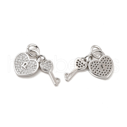 Brass Micro Pave Clear Cubic Zirconia Charms KK-E068-VB177-1