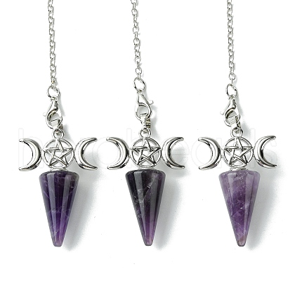 Natural Amethyst Cone Dowsing Pendulum Big Pendants G-C114-01P-17-1