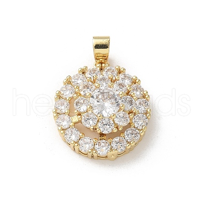 Brass Micro Pave Clear Cubic Zirconia Pendants ZIRC-D276-01G-H-1
