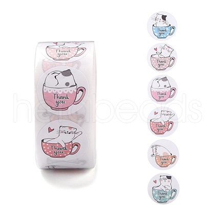 500 Adorable Round Cartoon Stickers in 6 Designs X-DIY-B010-01-1