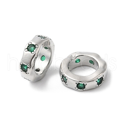 Brass Micro Pave Cubic Zirconia Beads KK-P234-22P-1