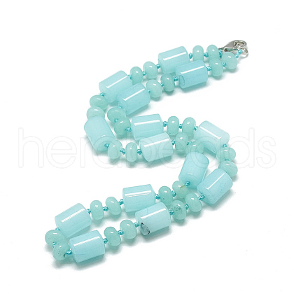 Natural Aquamarine Beaded Necklaces NJEW-S392-23-1