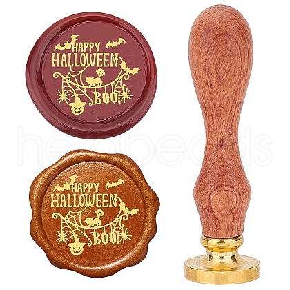 Brass Wax Seal Stamps with Wood Handle AJEW-WH0412-0067-1