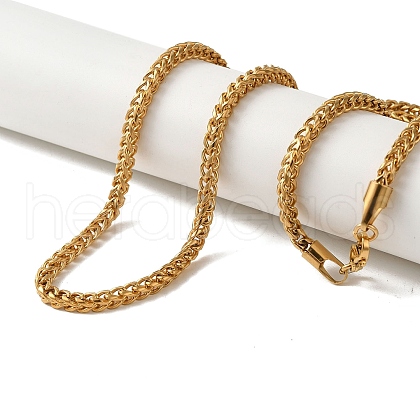 Ion Plating(IP) 304 Stainless Steel Wheat Chain Necklaces for Women Men BJEW-Q341-13G-1