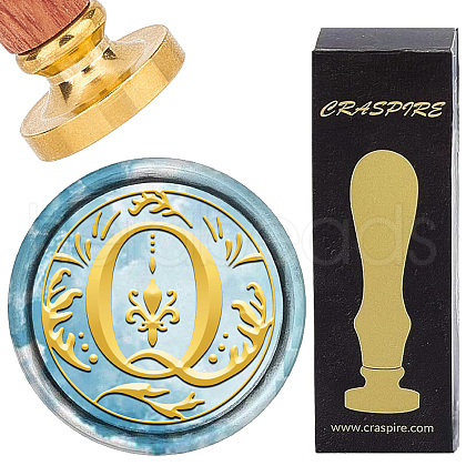 Brass Wax Seal Stamps with Wood Handle AJEW-WH0412-0250-1