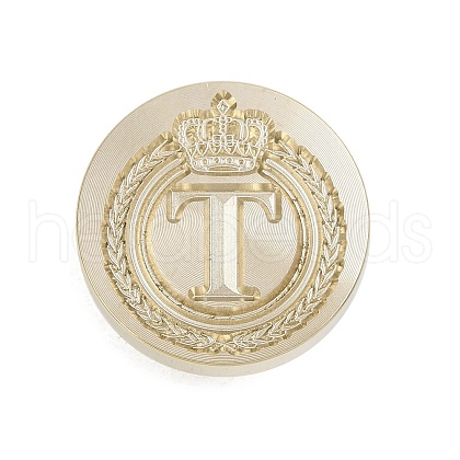 Golden Tone Crown Initial Wax Seal Brass Stamp Heads AJEW-A065-01T-1