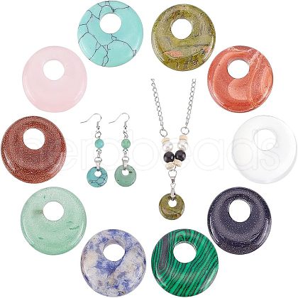 CHGCRAFT 10Pcs 10 Styles Natural & Synthetic Gemstone Pendants G-CA0001-52-1