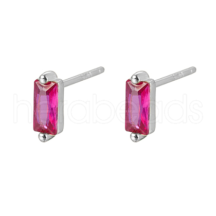 Cubic Zirconia Rectangle Stud Earrings FU7889-3-1