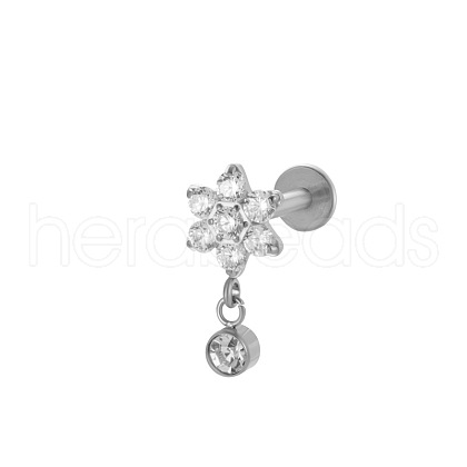 Titanium Alloy Cubic Zirconia 17 Gauge Flower Internally Threaded Labrets WG71E87-23-1