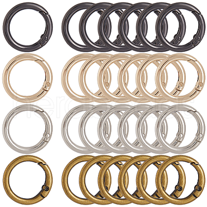 SOFPLATE 24pcs 4 colors Zinc Alloy Spring Gate Rings FIND-SP0001-54-1