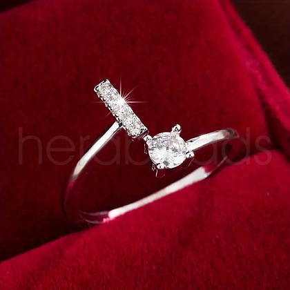 Brass & Cubic Zirconia Cuff Rings WG53F6D-09-1