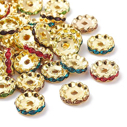 Brass Grade A Rhinestone Spacer Beads RSB160NFG-1
