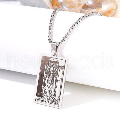 Retro Hip-hop 304 Stainless Steel Tarot Pendant Necklaces for Men FS-WGEC43A-05-1