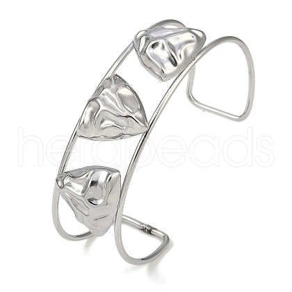 Non-Tarnish 304 Stainless Steel Wide Textured Open Cuff Bangles BJEW-Q348-05P-04-1