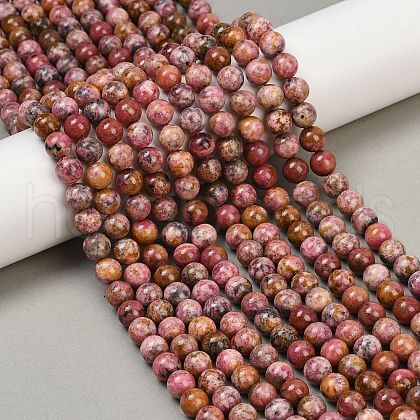 Natural Rhodonite Beads Strands G-G206-A02-8mm-1
