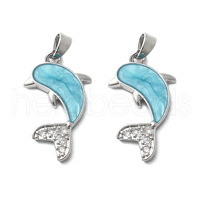 Brass Micro Pave Cubic Zirconia with Enamel Pendants KK-Z103-08P-02-1