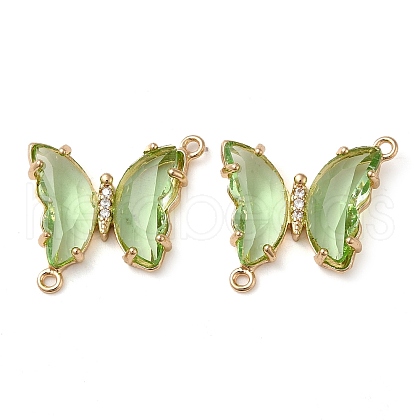 Brass Pave Faceted Glass Connector Charms X-FIND-Z020-04H-1