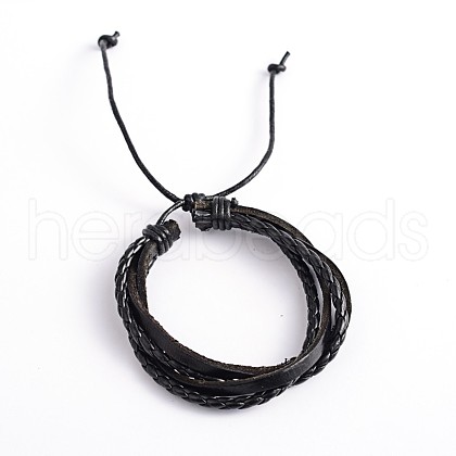 Adjustable Leather Multi-Strand Bracelets BJEW-O105-02C-1