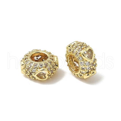 Brass Micro Pave Clear Cubic Zirconia European Beads KK-K293-70G-1