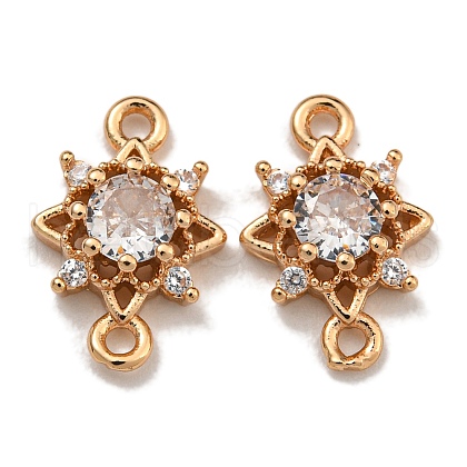 Brass Cubic Zirconia Star Connector Charms KK-U037-32G-01-1