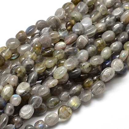 Natural Labradorite Nuggets Beads Strands G-J335-40-1