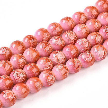 Baking Painted Glass Beads Strands DGLA-N008-8mm-01-1