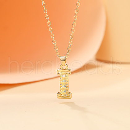 Alloy Textured Initial Pendant Necklaces FS-WG9837C-09-1