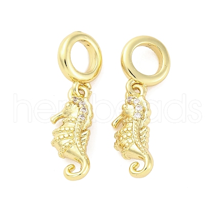 Brass Micro Pave Cubic Zirconia European Dangle Charms KK-D325-20G-01-1