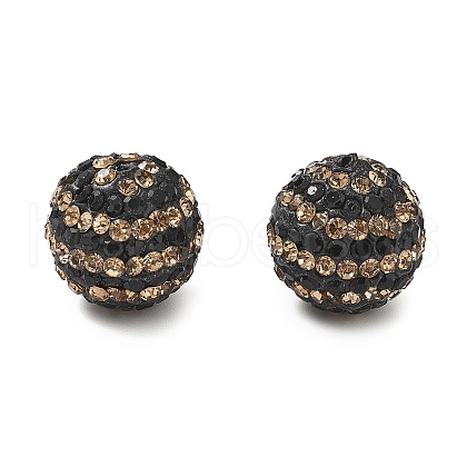 Stripe Pattern Polymer Clay Rhinestone Beads CLAY-NH0001-01G-1