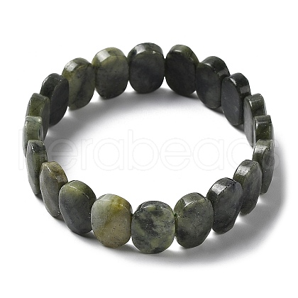 Natural Xinyi Jade/Chinese Southern Jade Beaded Stretch Bracelet G-E010-01-03-1