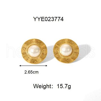 Vintage Chinese Style Stainless Steel Round Stud Earrings for Women ZU7314-2-1