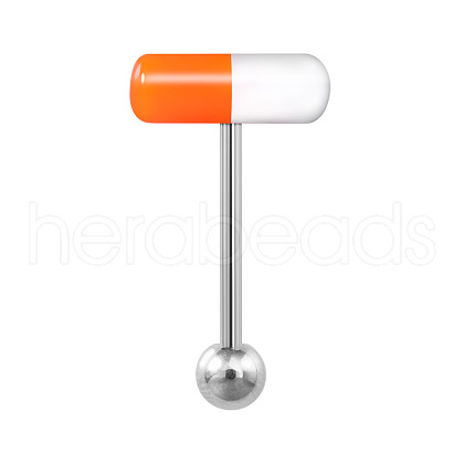 Capsule 304 Stainless Steel & Acrylic Straight Barbell 15 Gauge Piercing Tongue Rings for Women Men WG1AE5D-04-1