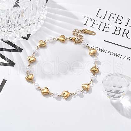 Ion Plating(IP) 304 Stainless Steel Link Bracelets for Women BJEW-P345-08G-1