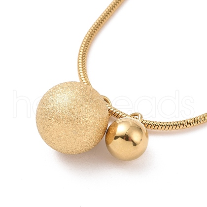 Ion Plating(IP) 304 Stainless Steel Double Round Ball Pendant Necklace for Women NJEW-A004-19G-1