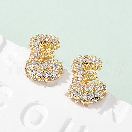 Brass Micro Pave Cubic Zirconia Stud Earrings EJEW-Z091-04G-E-1