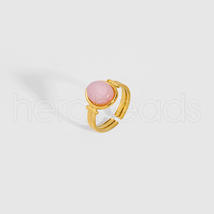 Oval Natural Rose Quartz Ring VR5494-1-1