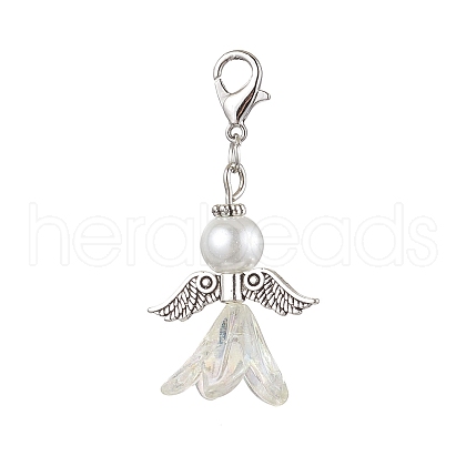 Angel Glass Pearl & Acrylic Pendant Decorations HJEW-JM01921-S-1