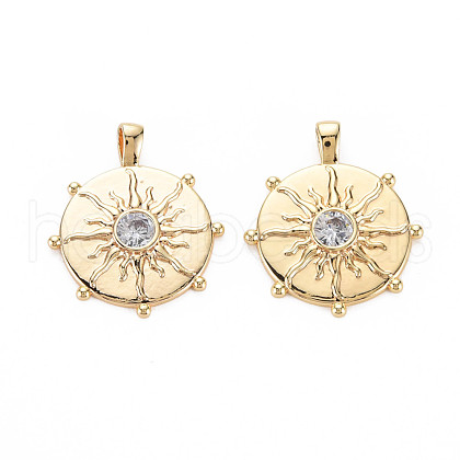 Brass Micro Pave Clear Cubic Zirconia Pendants KK-S364-031-1