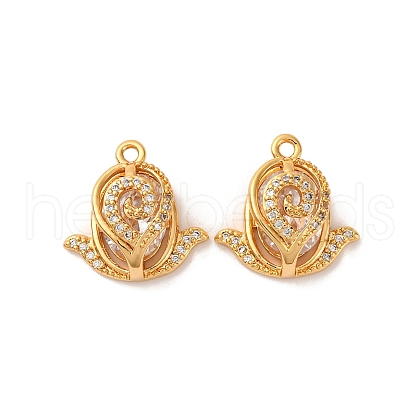 Brass Micro Pave Cubic Zirconia Pendants KK-K382-51G-1