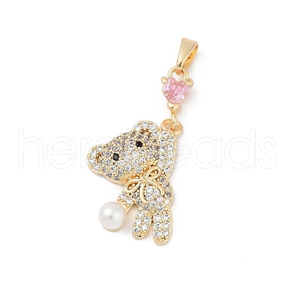 Brass Micro Pave Clear Cubic Zirconia Pendants KK-R213-10G-1