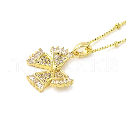 Brass Micro Pave Clear Cubic Zirconia Pendant Necklaces for Women NJEW-E106-20G-03-1