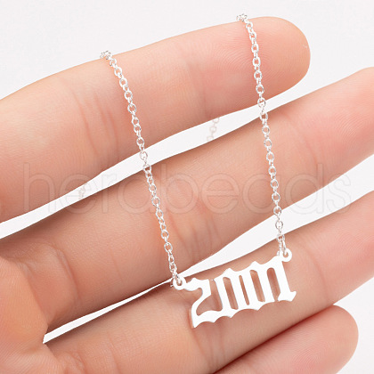 2001 Birth Year Number 201 Stainless Steel Pendant Cable Chain Necklaces FS-WGB5F08-31-1