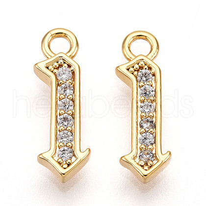 Brass Micro Pave Cubic Zirconia Charms KK-N261-104A-G-1