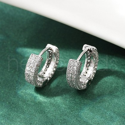 Brass Micro Pave Clear Cubic Zirconia Hoop Earrings EJEW-S277-09P-A-1