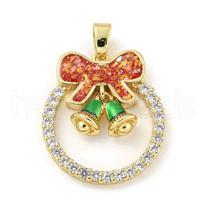 Christmas Brass Micro Pave Cubic Zirconia Pendant KK-H468-01A-02G-1